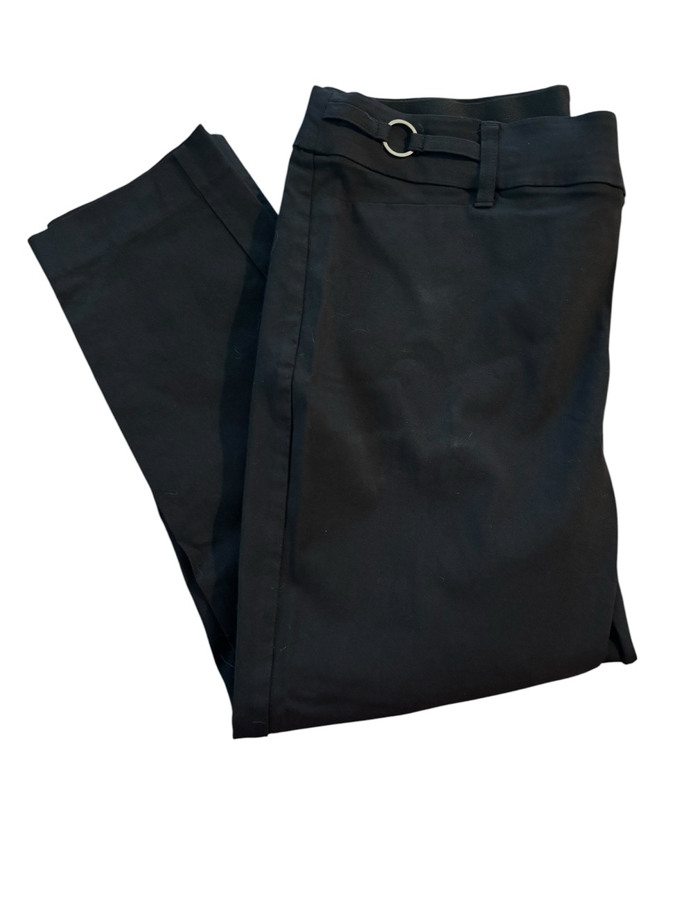 Black Dress Pants with D-Ring Belt Detail